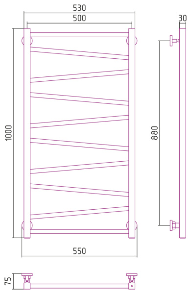 Полотенцесушитель Водяной Сунержа Сирокко (100х50) Хром 00-0253-1050